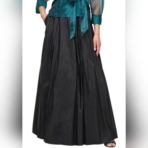 Alex Evenings Long A-Line Taffeta Skirt Black Size L